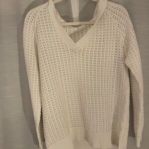 Sundance Cream V-Neck Sweater with Textured Knit